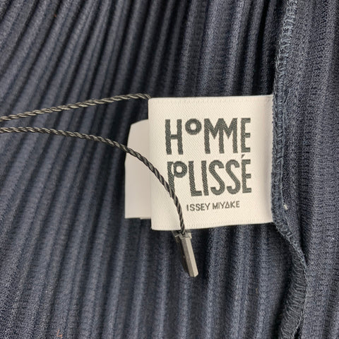 ISSEY MIYAKE Homme Plisse Size XL Navy Pleated Polyester Polo