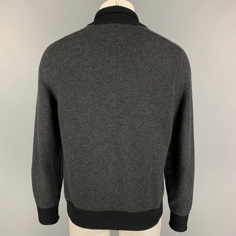 LOUIS VUITTON Size M Charcoal Black Knitted Cashmere Zip Up Cardigan