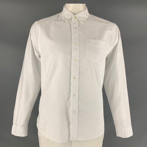 ALEX MILL Size L White Solid Cotton Button Down Long Sleeve Shirt