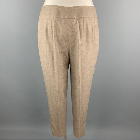 GIORGIO ARMANI Taille 14 Pantalon habillé en soie / cachemire taupe avec patte avant