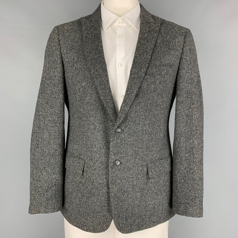 JOHN VARVATOS Size 42 Charcoal White Grey Wool Blend Sport Coat