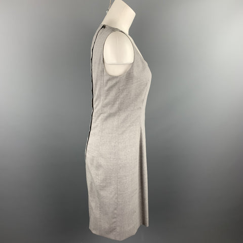AKRIS Size 6 Grey Heather Acetate / Viscose Scoop Neck Shift Dress
