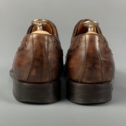BONTONI Taille 10 Chaussures Libertino en cuir perforé marron à lacets