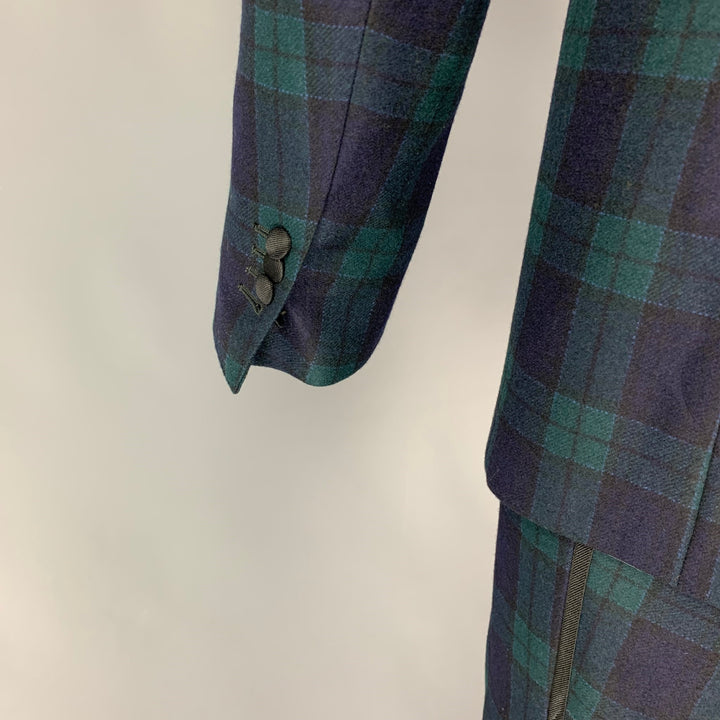 SUITSUPPLY Size 40 Blackwatch Plaid Cotton Peak Lapel Tuxedo Suit
