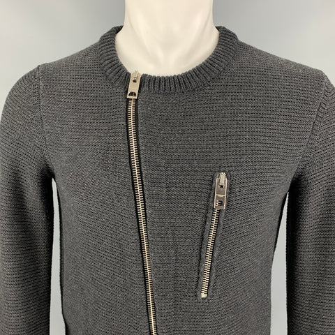 BURBERRY PRORSUM by Christopher Bailey Spring 2011 Size S Grey Merino Wool / Cotton Cardigan Jacket
