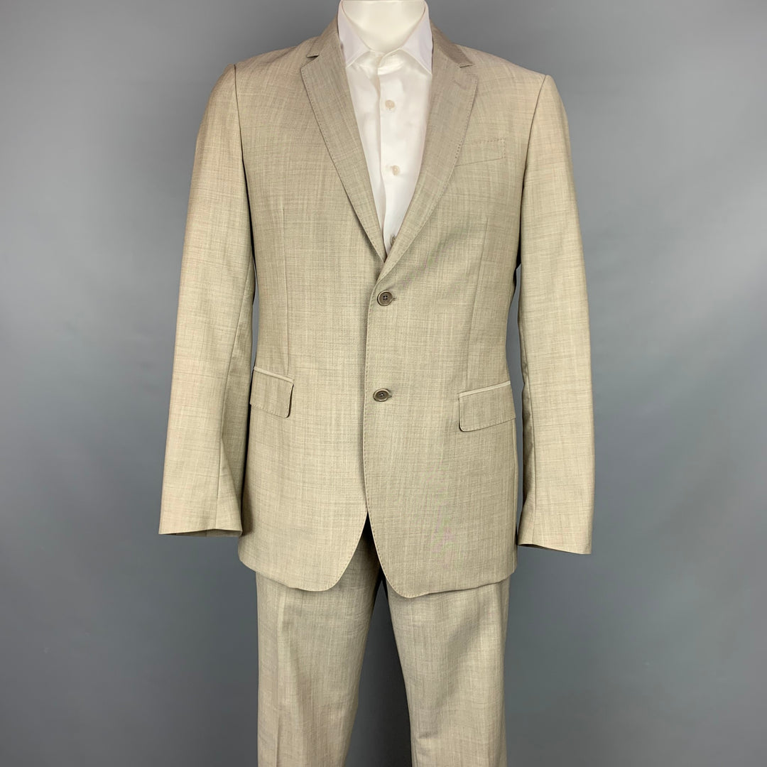 JOHN VARVATOS Size 42 Oatmeal Heather Wool / Mohair Notch Lapel Suit