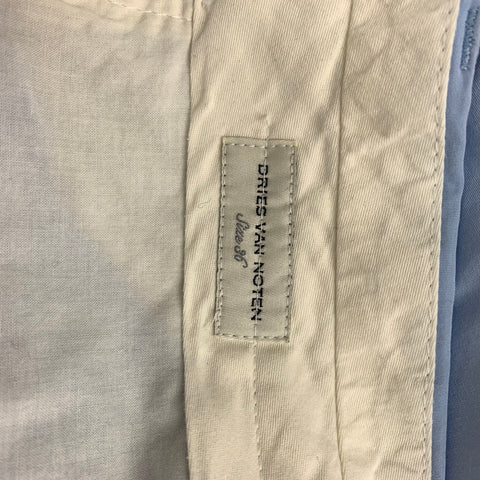 DRIES VAN NOTEN Size 4 Blue Cotton Pleated Cuffed Wide Leg Casual Pants