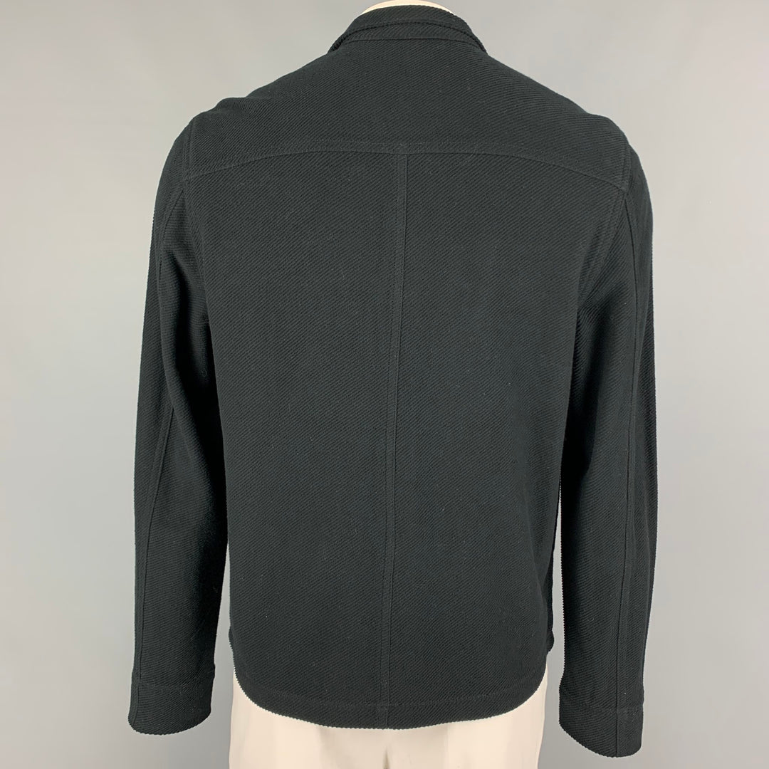 JAMES PERSE Size XL Black Textured Cotton Utility Jacket