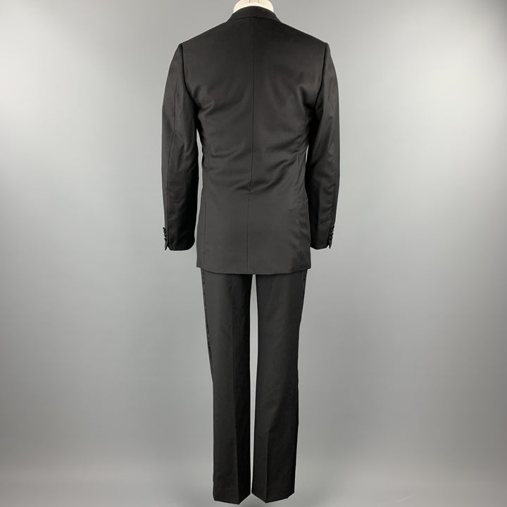BRIONI for WILKES BASHFORD Size 40 Long Black Wool Peak Lapel Tuxedo