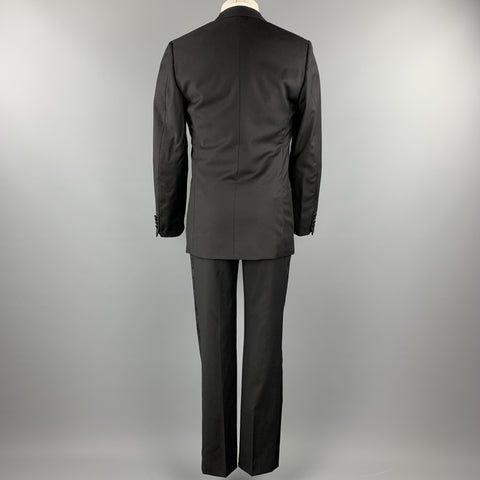 BRIONI for WILKES BASHFORD Size 40 Long Black Wool Peak Lapel Tuxedo