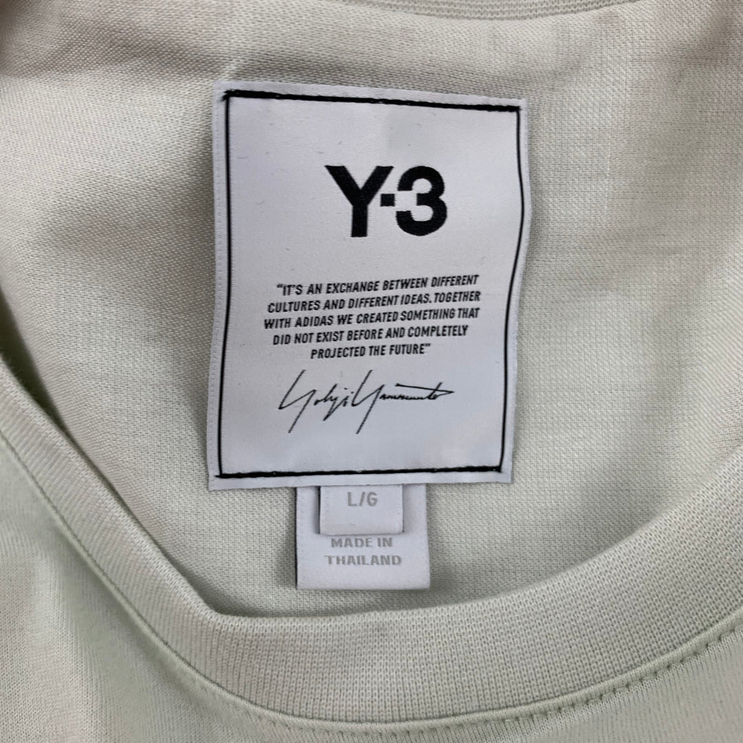 Y-3 Size L Natural Logo Cotton Crew-Neck T-shirt