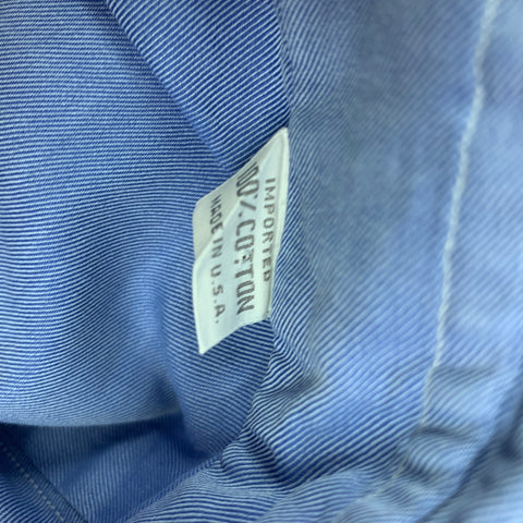 ERMENEGILDO ZEGNA Size L Blue Cotton Button Up Long Sleeve Shirt