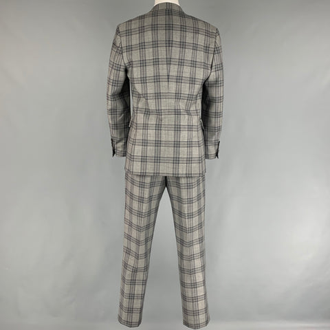 PAUL SMITH The Kensington Size 36 Grey Charcoal Plaid Wool Notch Lapel Suit