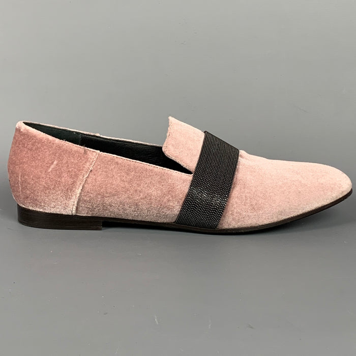 BRUNELLO CUCINELLI Size 8 Pink Gunmetal Velvet Slip On Flats