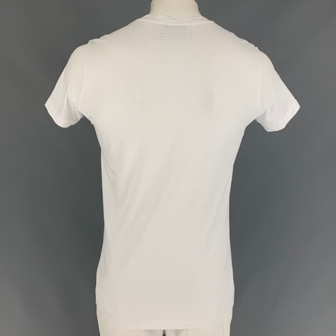 BALMAIN Size L White & Black Logo Cotton Crew-Neck T-shirt