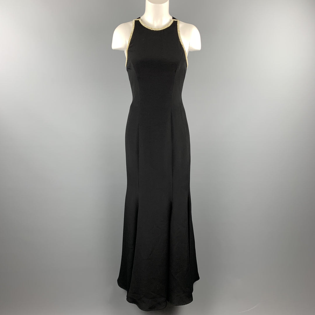 SAKS FIFTH AVENUE Size 6 Black Rhinestone Trim Gown & Cropped Jacket E Sui Generis Designer Consignment SAKS FIFTH AVENUE Size 6 Black Rhinestone Trim Gown & Cropped Jacket E Sui Generis Designer Consignment
