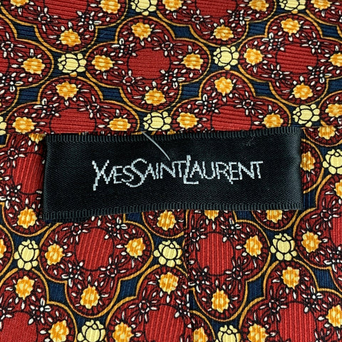 YVES SAINT LAURENT Shinsegoe's Multi-Color Abstract Floral Silk Tie