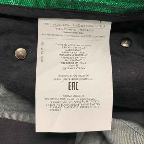 ETRO Size 38 Green Metallic Cotton Elastane Jean Cut Casual Pants