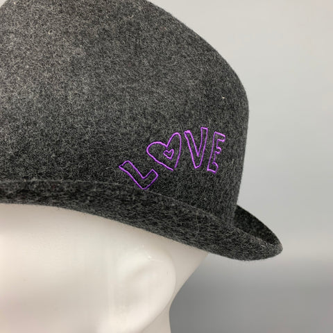 PAUL SMITH Charcoal & Purple Embroidered Wool Fedora