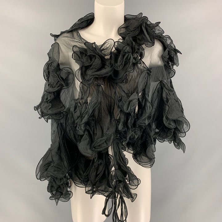 GIORGIO ARMANI Black Ruched Silk Scarves & Shawls