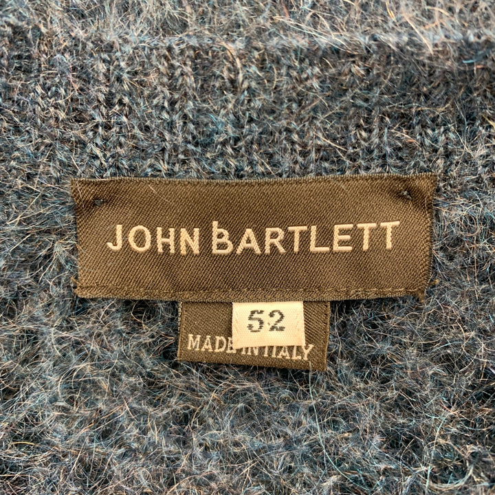 JOHN BARTLETT Size L Teal Knitted Mohair Crew-Neck Pullover Sweater