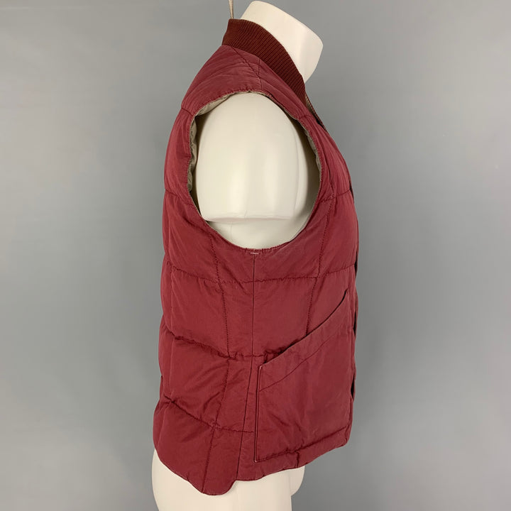 BRUNELLO CUCINELLI Taille S Gilet réversible matelassé rouge taupe