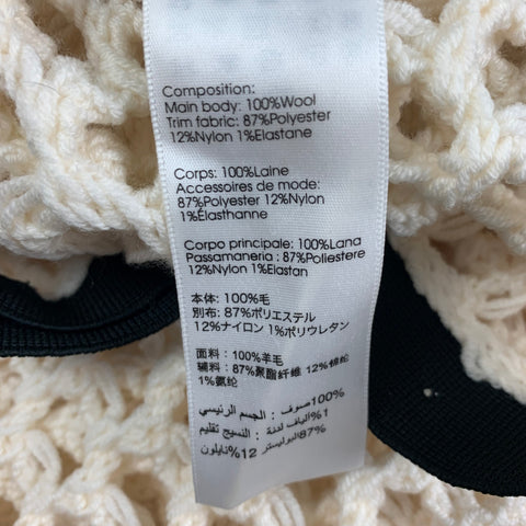 3.1 PHILLIP LIM Size M Cream Black Chunky Knit Wool Short Sleeve Shirt