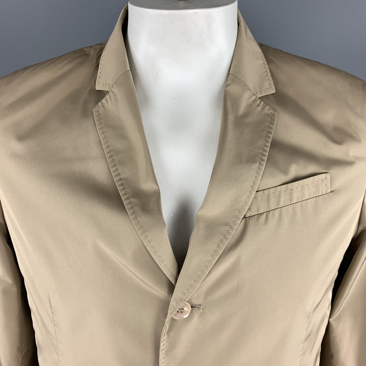 CARVEN Size 42 Khaki Polyester Notch Lapel Sport Coat