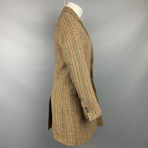 AMI by ALEXANDRE MATTIUSSI Size 40 Tan & Brown Plaid Wool Notch Lapel Coat