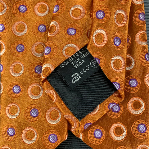 ERMENEGILDO ZEGNA Orange Purple Dots Silk Tie