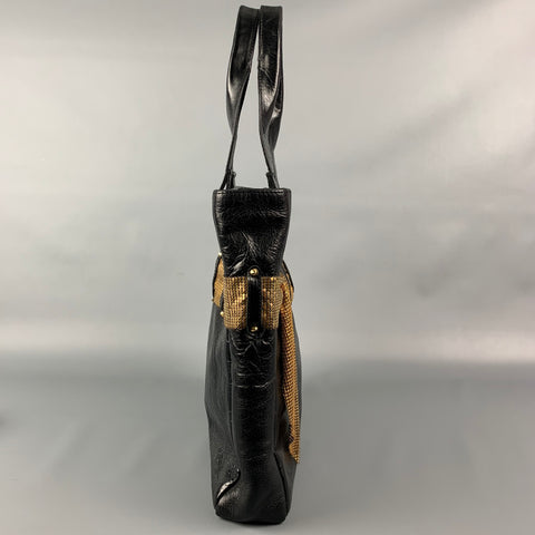 CC SKYE Black & Gold Leather Tote Handbag