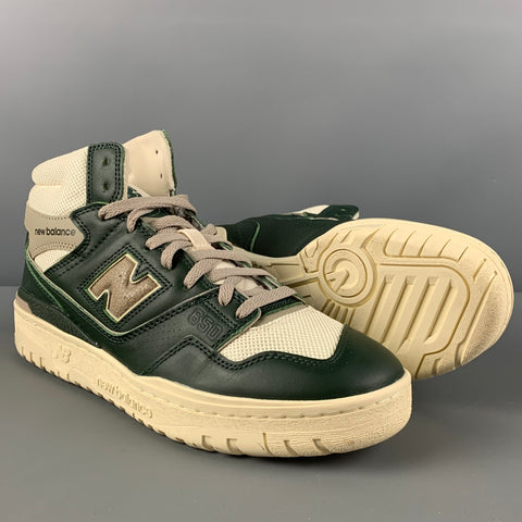 NEW BALANCE x AIME LEON DORE Size 10.5 Green Beige Color Block Leather High Top Sneakers