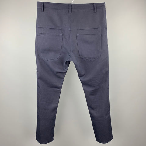 ANDREW BUCKLER Size 32 Navy Wool Zip Fly High Waisted Casual Pants