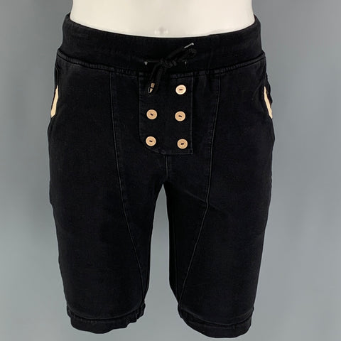 VERSACE Size L Black Cotton Spandex Drawstring Shorts
