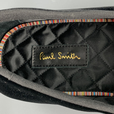 PAUL SMITH Size 9 Black Embroidery Velvet Slipper Loafers