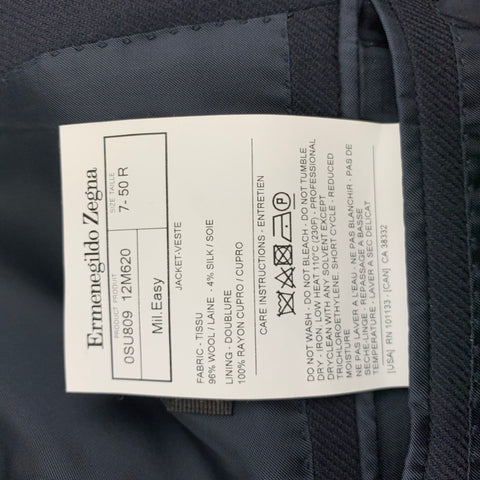 ERMENEGILDO ZEGNA Taille 40 Manteau de sport personnalisé en soie/laine marine
