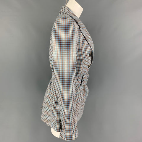 VERONICA BEARD Size 8 Blue Cream Brown Houndstooth Jacket Blazer