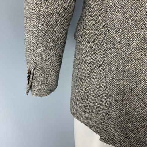 LARDINI Talla 40 Abrigo deportivo de lana en espiga crema verde oscuro