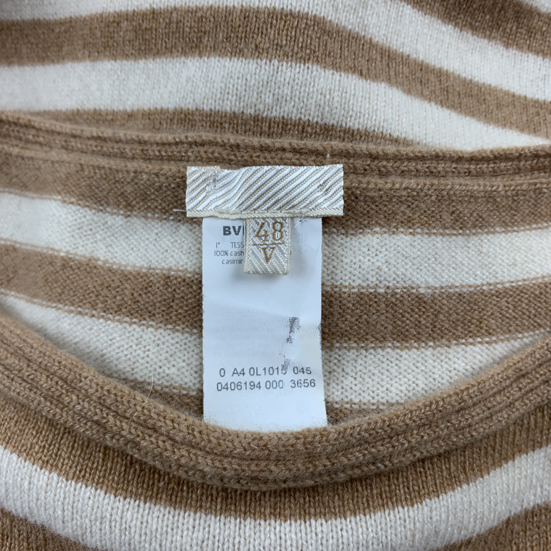 LES COPAINS Size 12 Camel Stripe Cashmere Knit Top 2 Piece Set