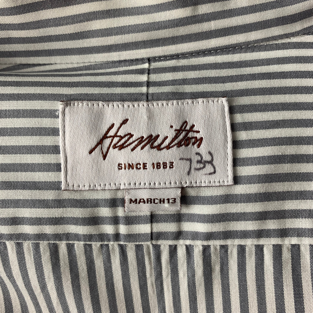 HAMILTON Size M Grey White Stripe Long Sleeve Shirt