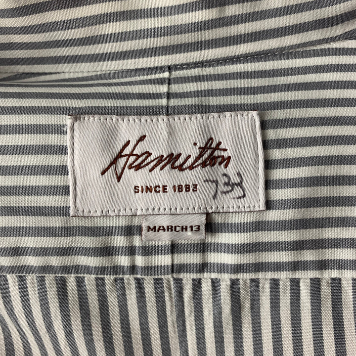 HAMILTON Size M Grey White Stripe Long Sleeve Shirt