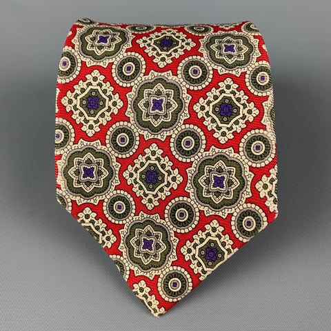 POLO by RALPH LAUREN Red Cream Green Silk Tie