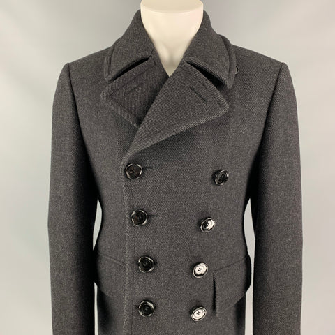 BURBERRY Size 38 Charcoal Grey Virgin Wool Peacoat