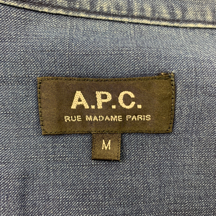 A.P.C. Size M Blue Cotton Polyester Denim Long Sleeve Shirt