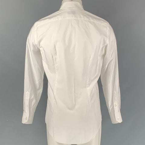 LANVIN Size S White Solid Cotton Tuxedo Long Sleeve Shirt