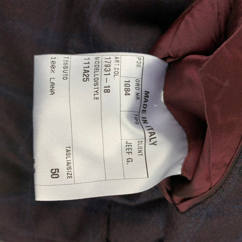 LUCIANO BARBERA Size 40 Brown & Navy Window Pane Wool Custom Sport Coat