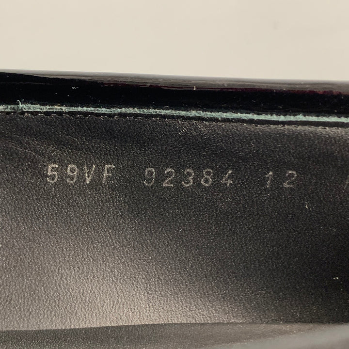 SALVATORE FERRAGAMO Size 12 Black Patent Leather Tuxedo Loafers