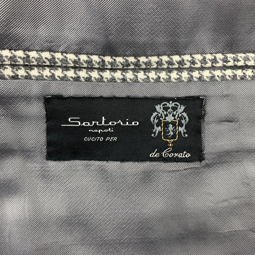 SARTORIO Size 38 Grey Houndstooth Wool / Cashmere Notch Lapel Sport Coat
