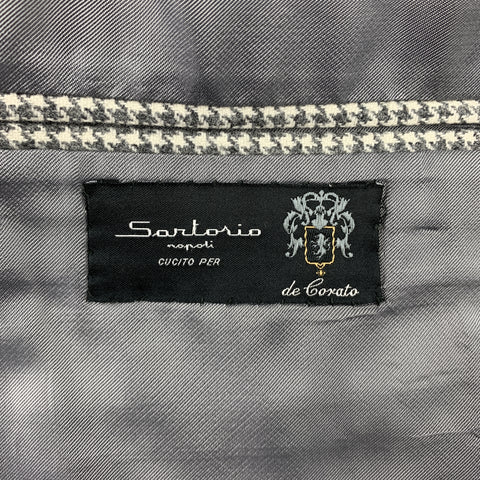 SARTORIO Size 38 Grey Houndstooth Wool / Cashmere Notch Lapel Sport Coat