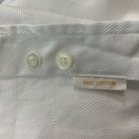 BRIONI Taille M Chemise à manches longues boutonnée en coton jacquard blanc